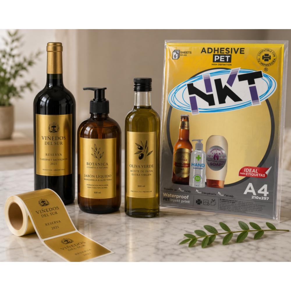 PAPEL ADHESIVO A4 DORADO GLOSSY /6H EMPLASTICADO, 210x297 - Imagen 3