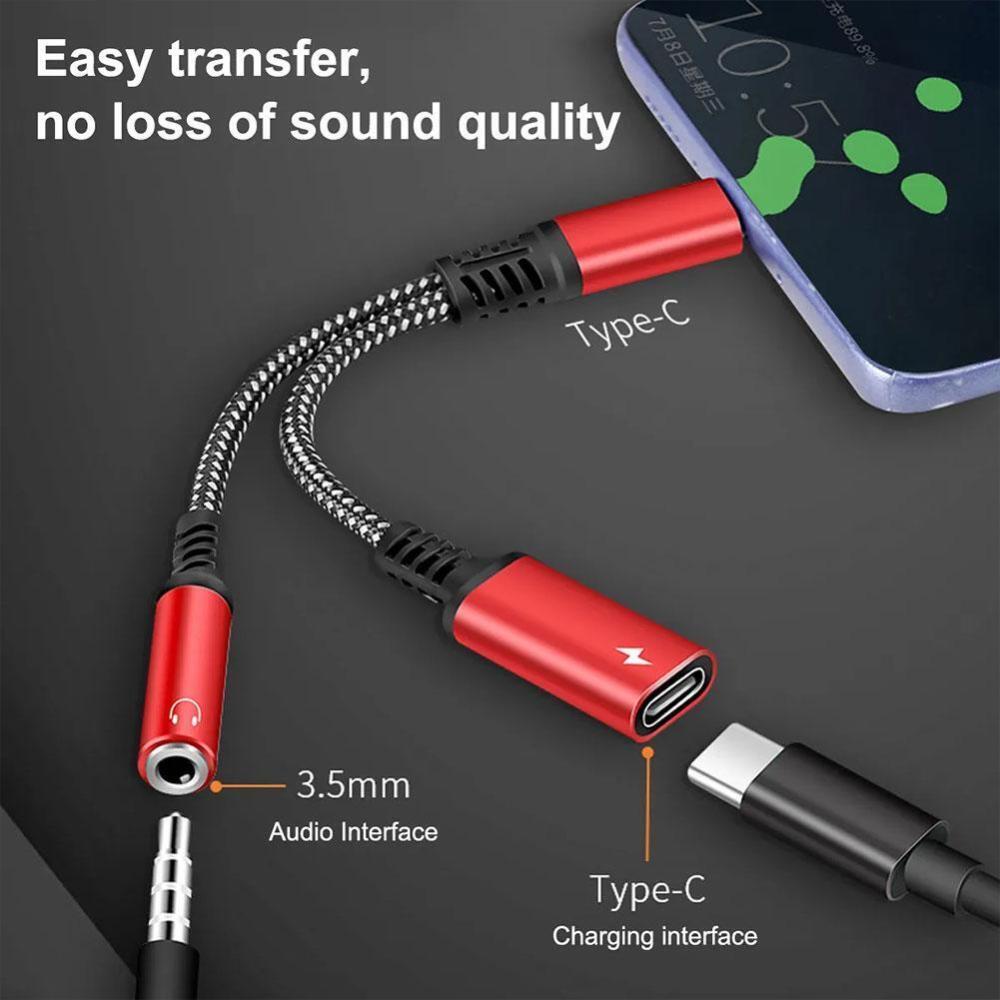 Adaptador divisor de audio y carga, para teléfono